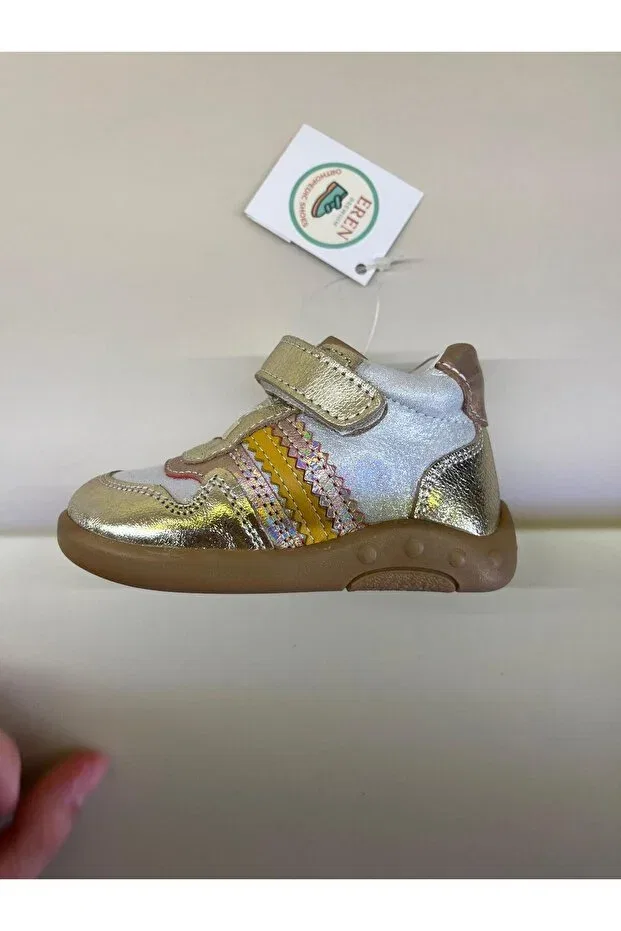 Детские ортопедические туфли для мальчиков с липучкой Eren Premium, Gold-Colored — фото 3