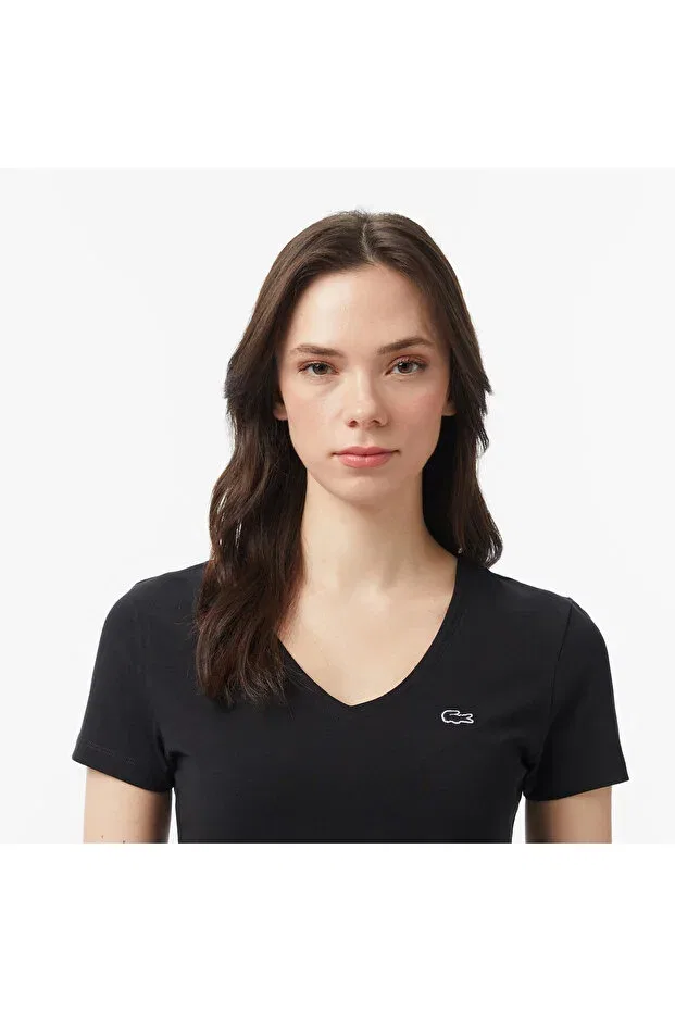 Футболка Lacoste с V-образным вырезом, Black — фото 2
