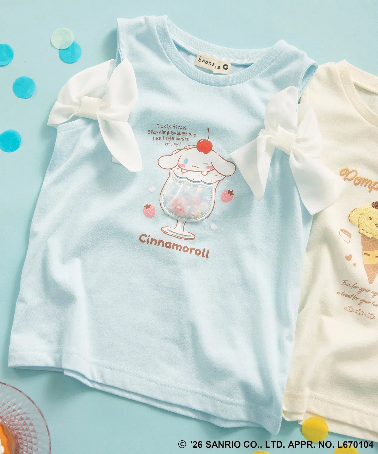Детская футболка с принтом Sanrio Chiffon Shoulder Top Branshes, Ivory — фото 3