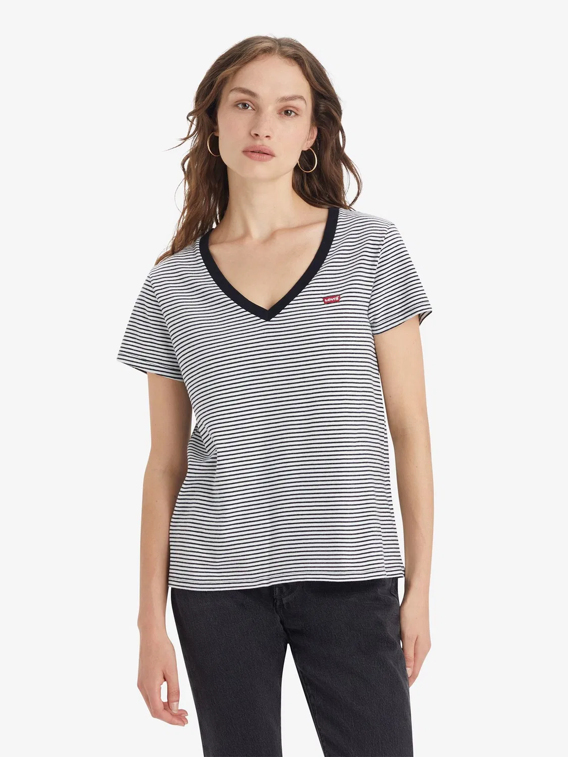 Футболка с V-образным вырезом, оверсайз Levi's, синяя — фото 4