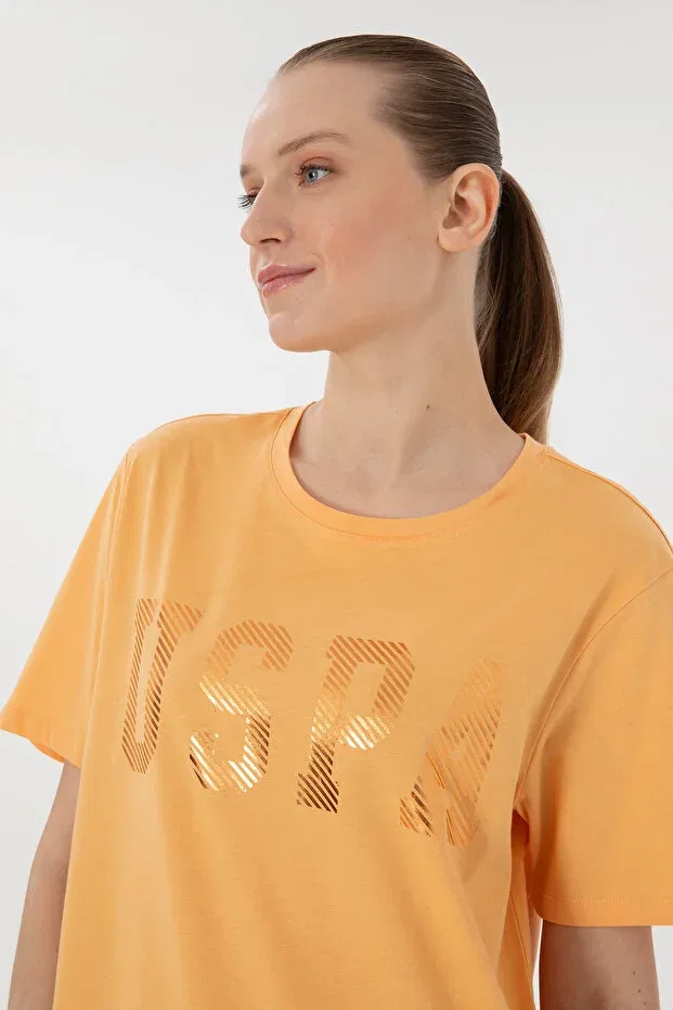 Женская хлопковая футболка с коротким рукавом U.S. Polo Assn., Melon — фото 2