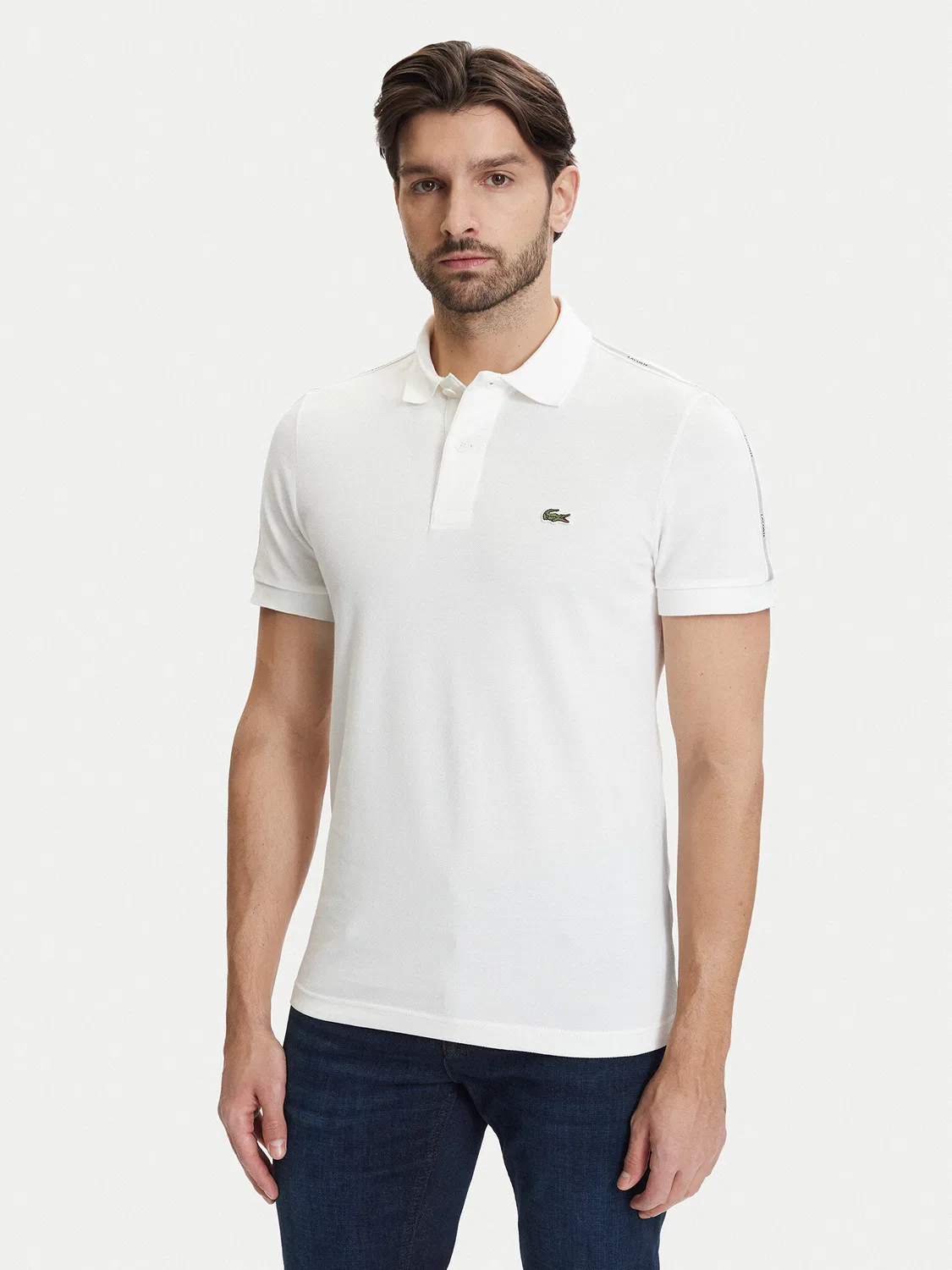 Мужское поло цвета экрю стандартного кроя Lacoste, кремовый