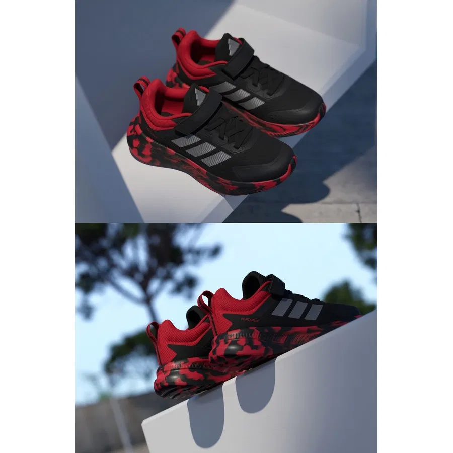 Детские спортивные кроссовки с шнуровкой Forta Run 4.0 EL adidas, Core Black Iron Metallic Better Scarlet — фото 3