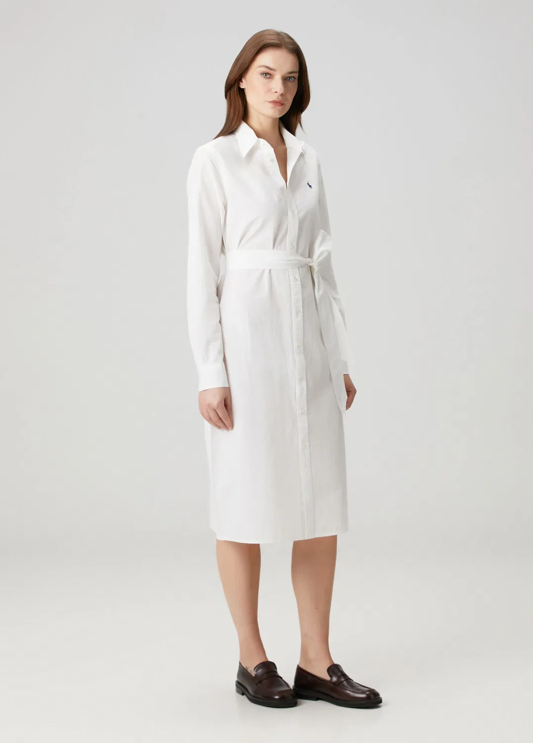 Платье-рубашка миди Polo Ralph Lauren, white — фото 2