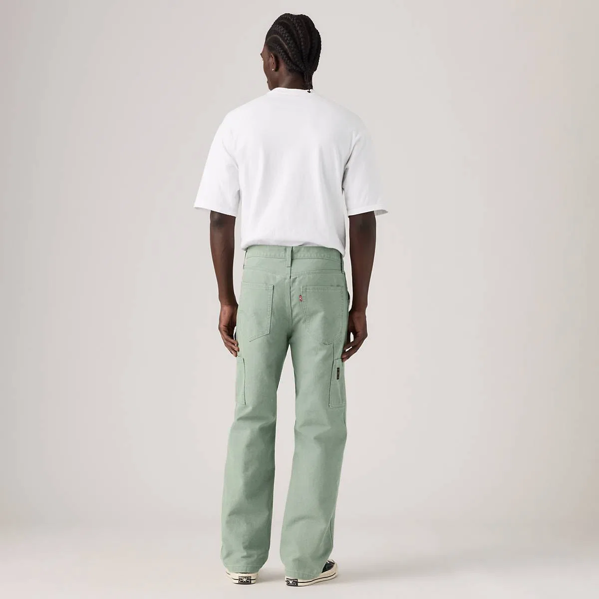 свободные прямые брезентовые мужские рабочие джинсы 568 Levi's, Duo Fade Canvas Green And Wood Ash - Green — фото 3