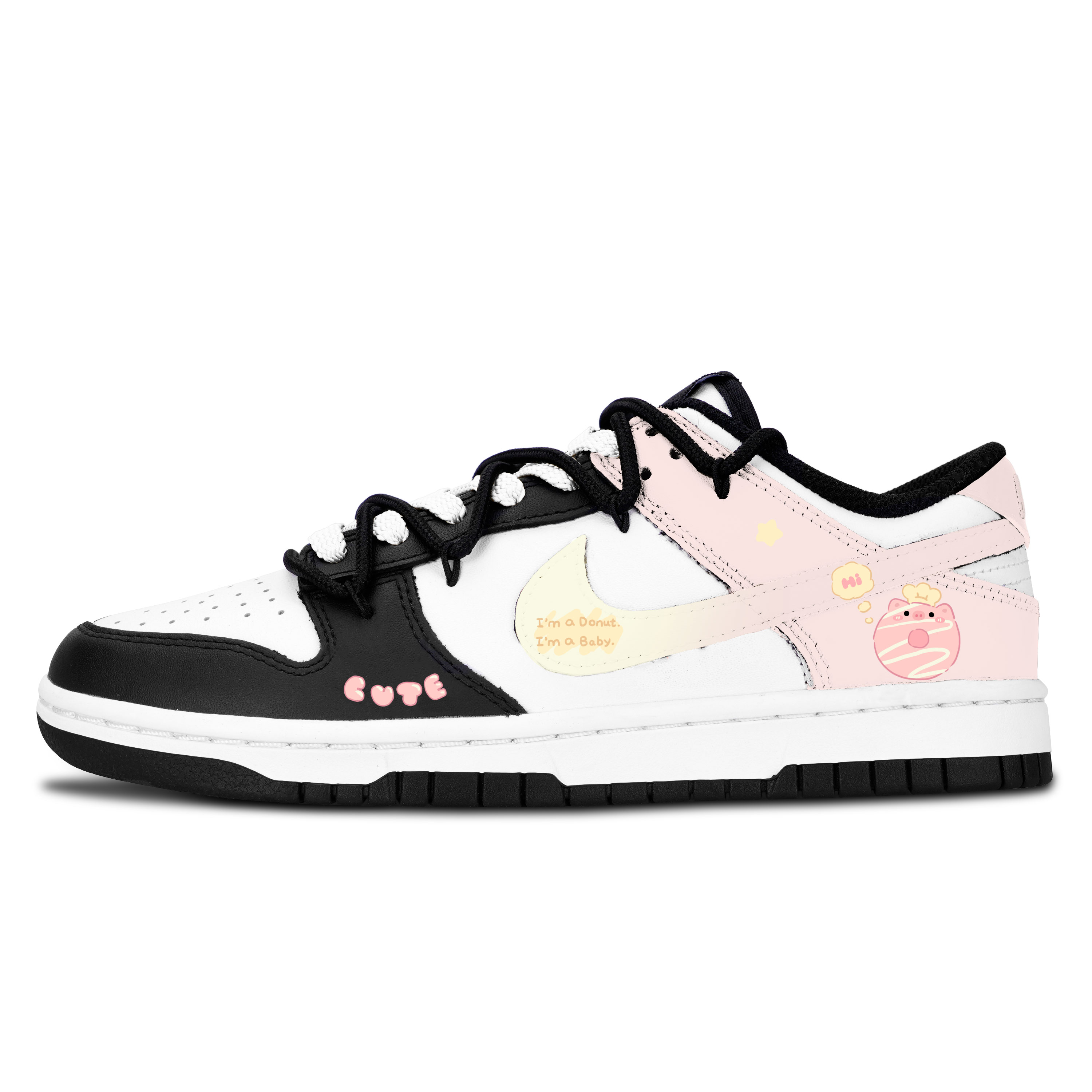 

Nike Детские низкие скейтбордистские кроссовки Dunk Cute Piggy Love, нескользящие, легкие, с амортизацией, желто-розовые, унисекс