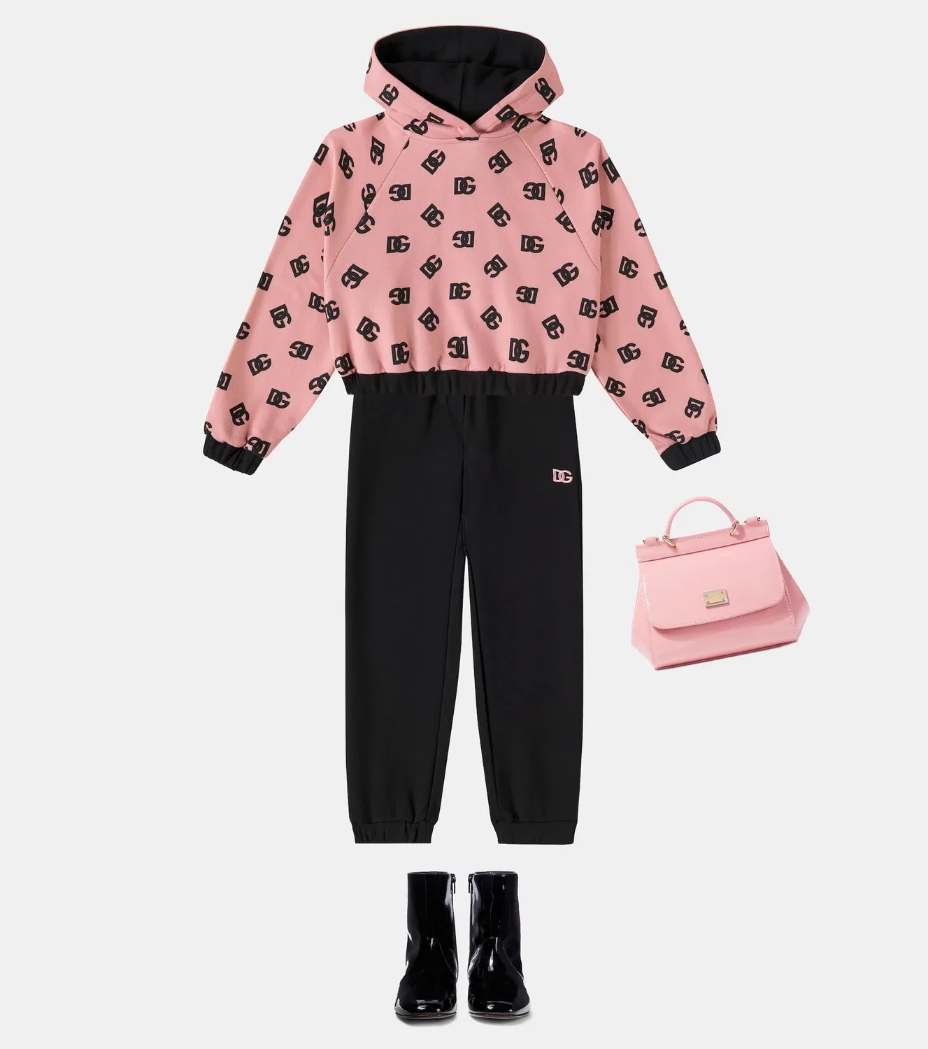 Толстовка хлопковая DG Nero Fosa Dolce&Gabbana Kids, розовый — фото 2