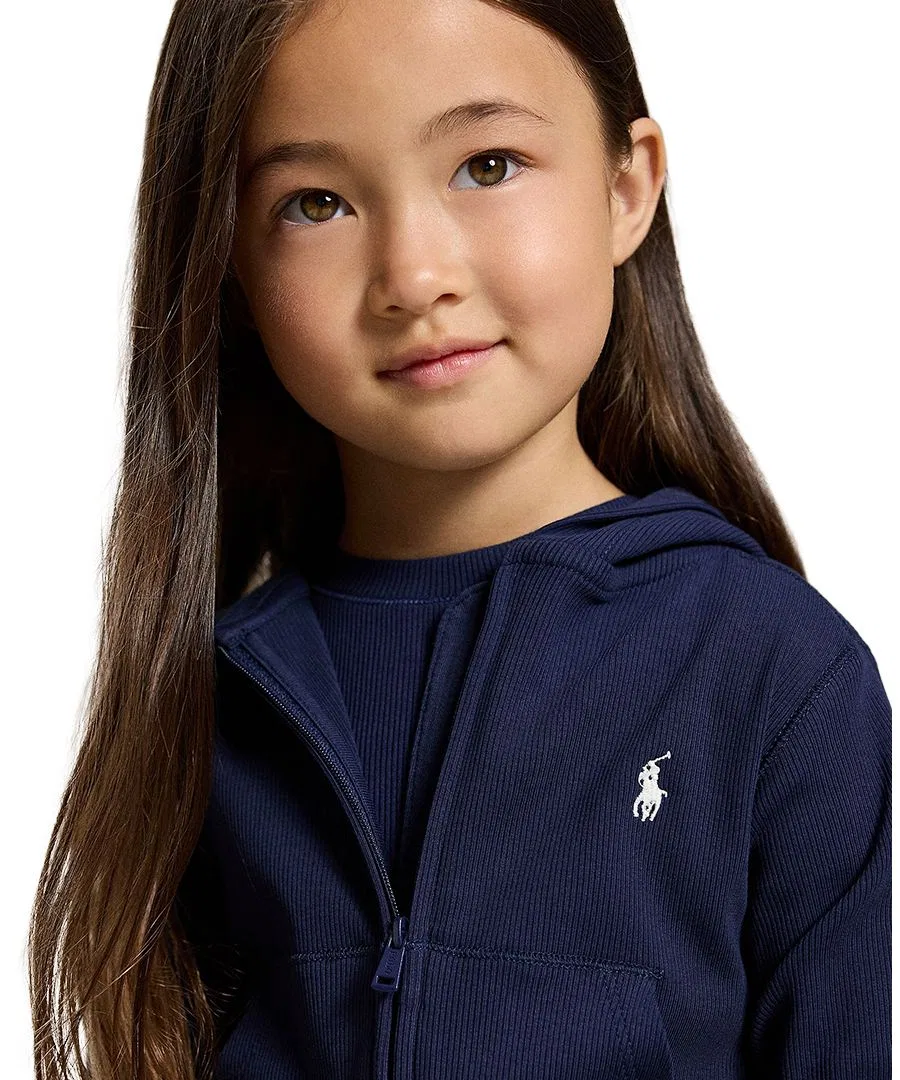 Детский худи с капюшоном на молнии, боксовый крой Polo Ralph Lauren, Refined Navy — фото 3