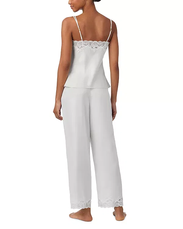 Женский комплект пижамы из сатина с кружевом Signature Satin Lace Cami Top & Ankle Pant Pajama Set Ralph Lauren, Ivory — фото 3