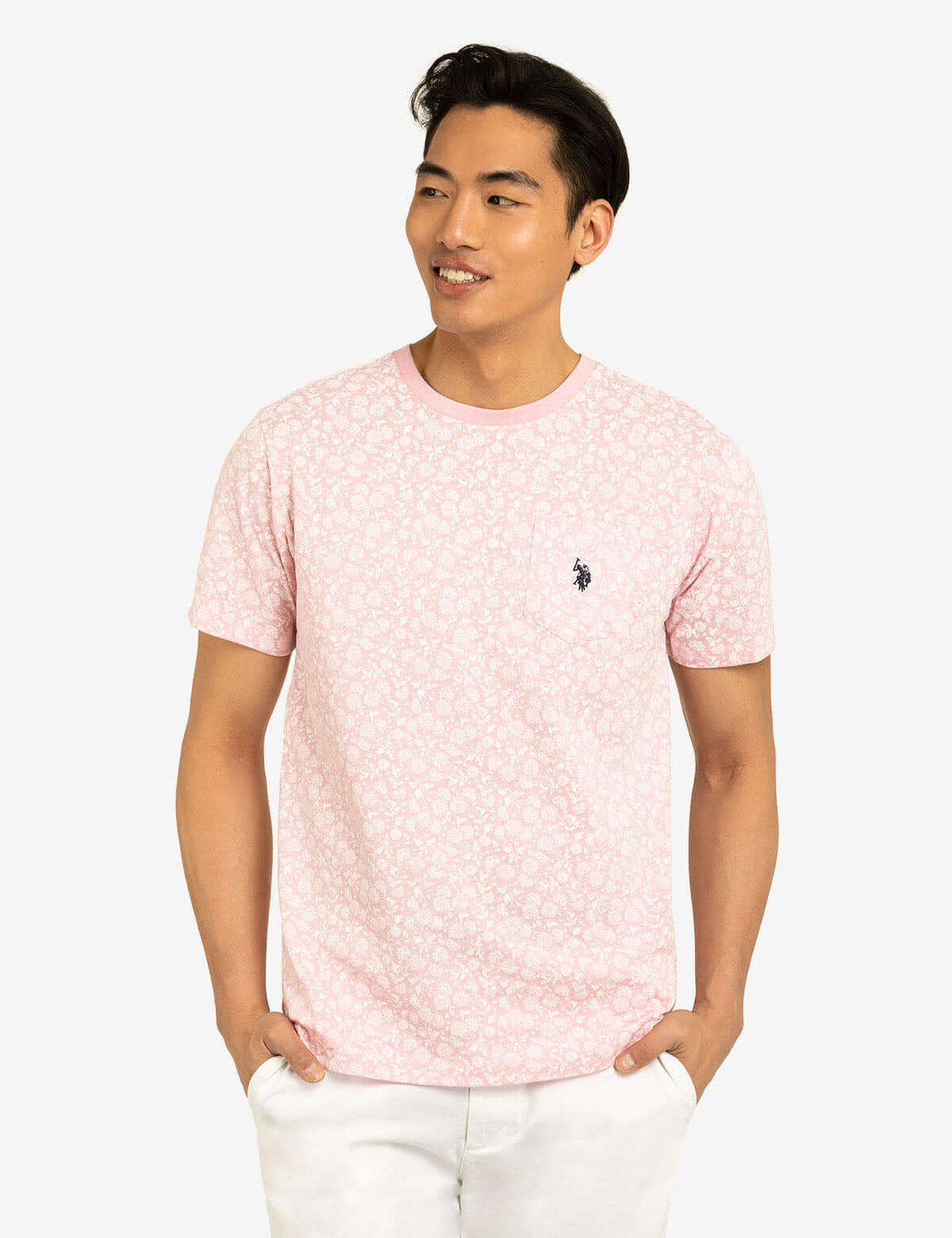 

Футболка U.S. Polo Assn. Floral Printed Crew Neck With Pocket, розовый
