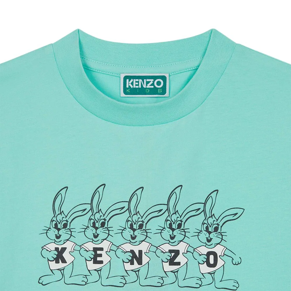 Детская футболка с круглым вырезом Mint Green KENZO — фото 4