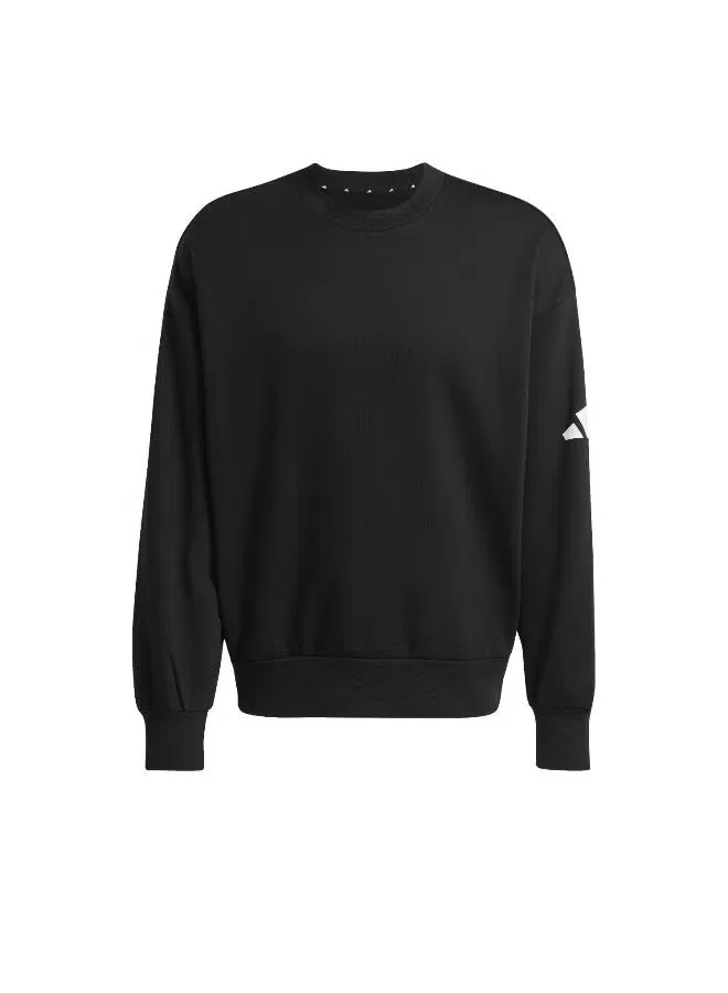 Свитшот свободного кроя с длинным рукавом Adidas, черный — фото 2