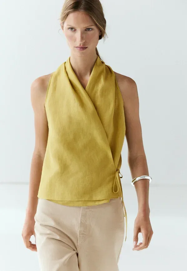 Блуза из льна Blouse Massimo Dutti, yellow, желтый