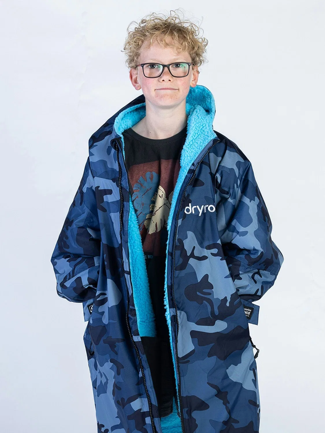 Переодевальный халат dryrobe Advance Kids, синий — фото 4