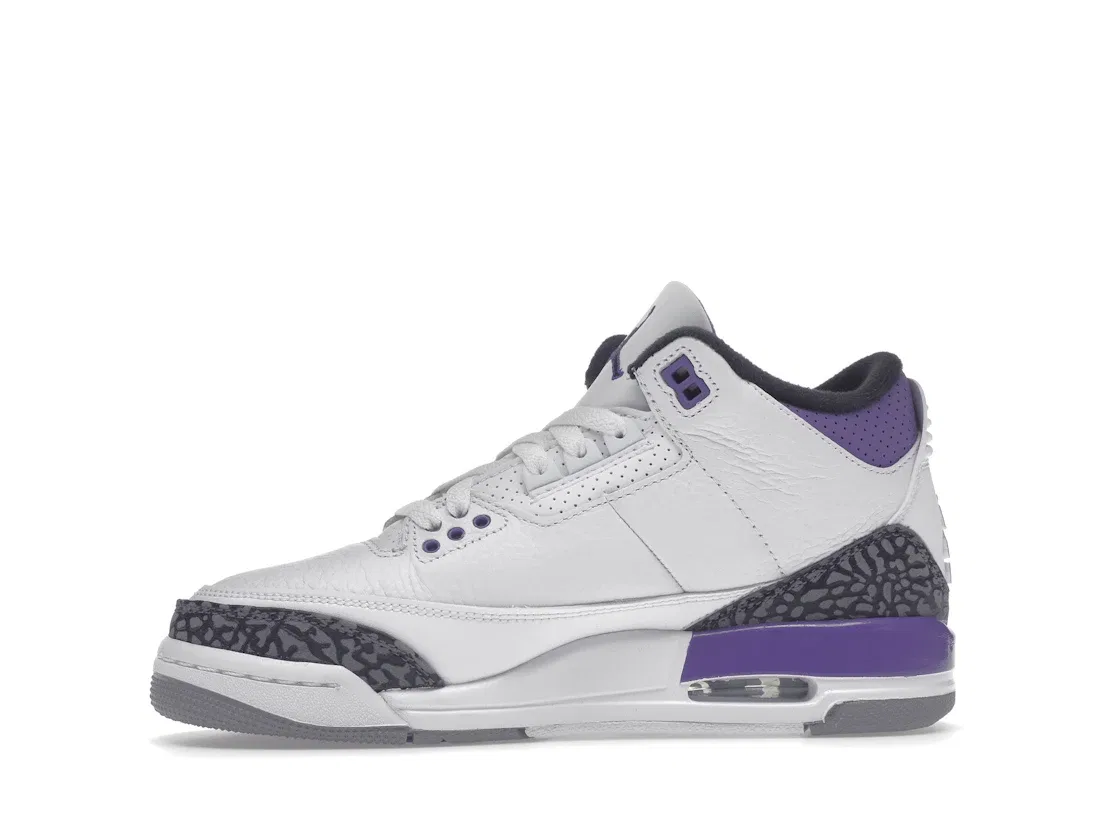 Детские кроссовки Lifestyle с принтом Jordan 3 Retro Jordan, White/Black/Dark Iris/Cement Grey — фото 3