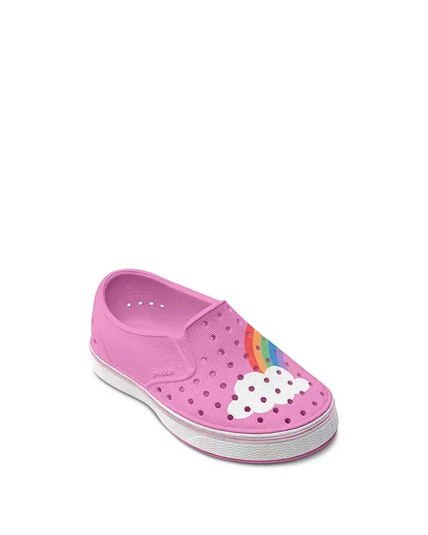 Детские кроссовки для девочек с перфорированным дизайном Native Miles Block Shoes, Malibu Pink/Shell White