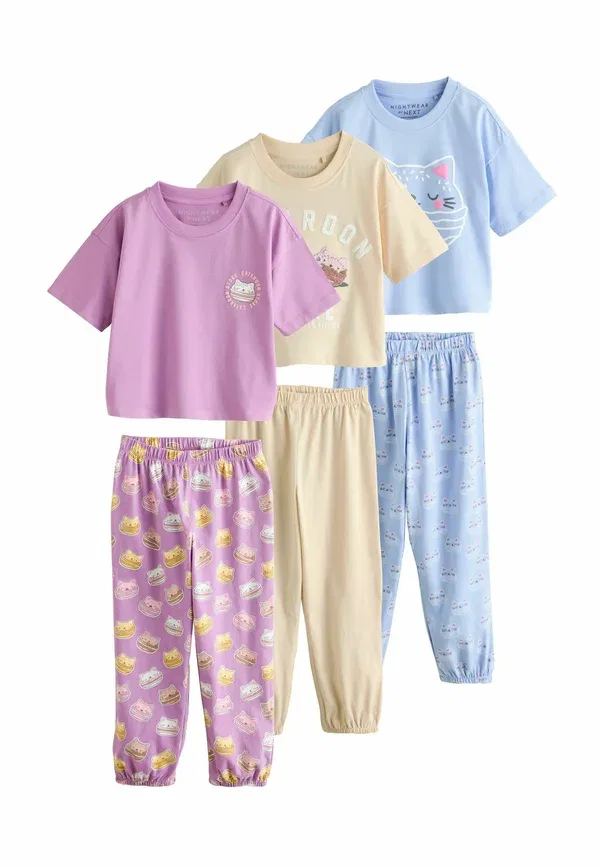 Комплект пижам 3 шт, хлопок, Regular fit 3 pack set, Next Pink, синий/розовый — фото 3