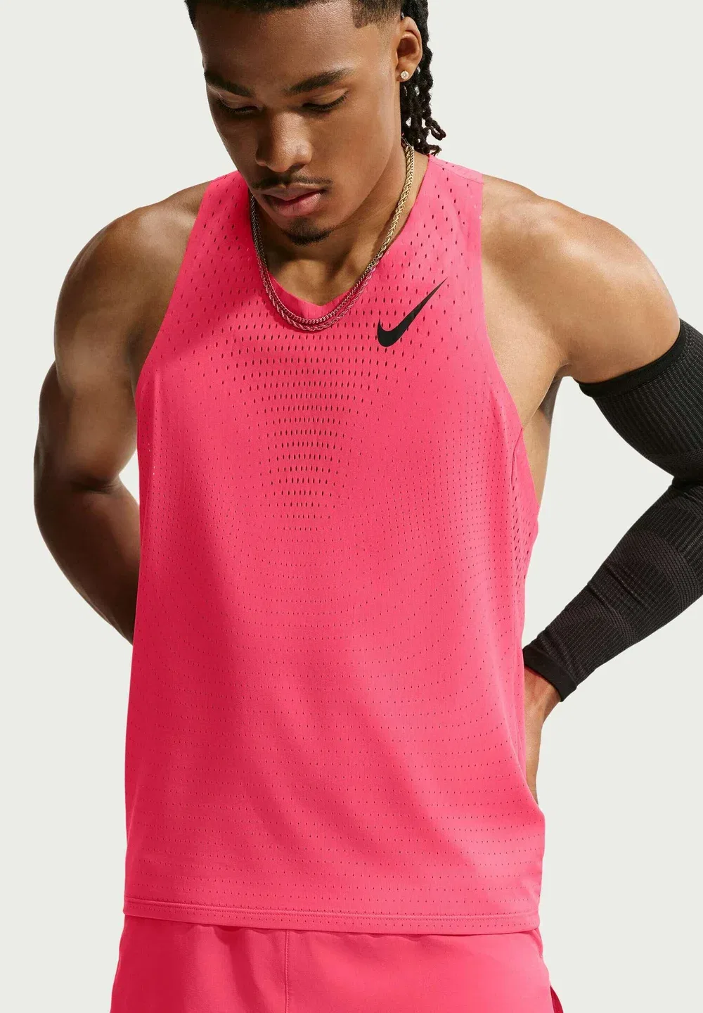 M nk dfadv aroswft singlet - top Nike Performance, Fusion Red Black
