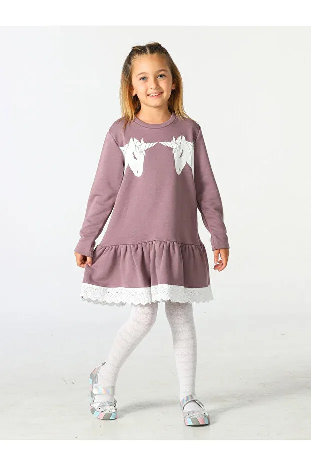 Детское платье для девочек с длинным рукавом Unicorns Lace Lilac Casabony, Purple