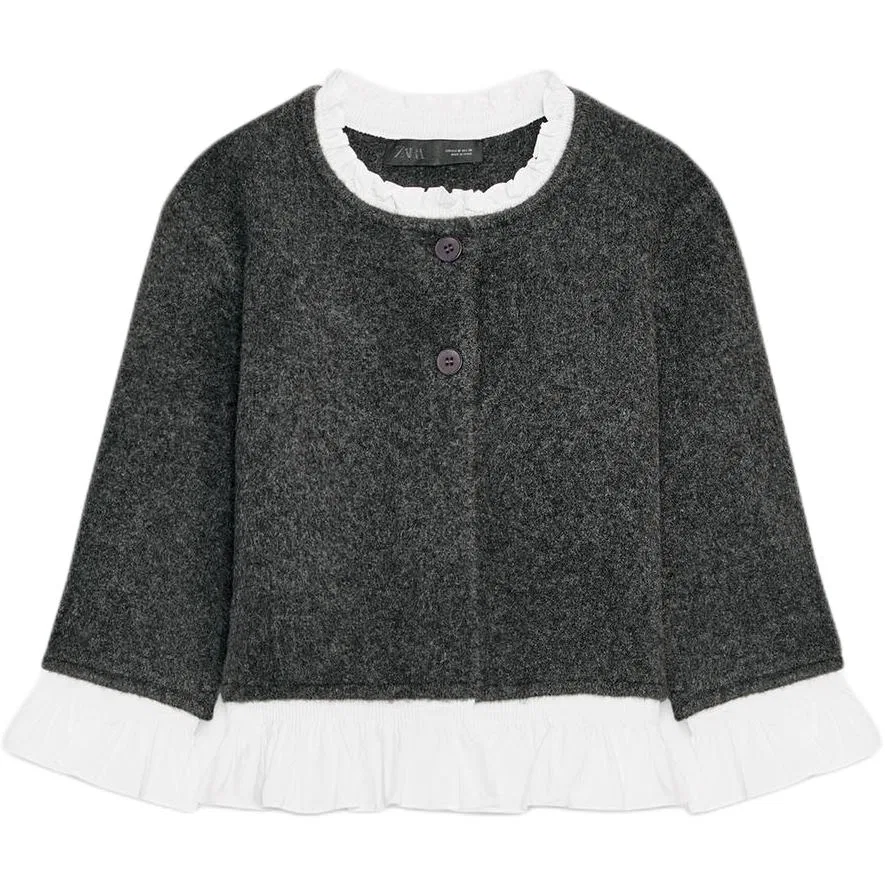 Женский кардиган с круглым вырезом Dark Gray ZARA