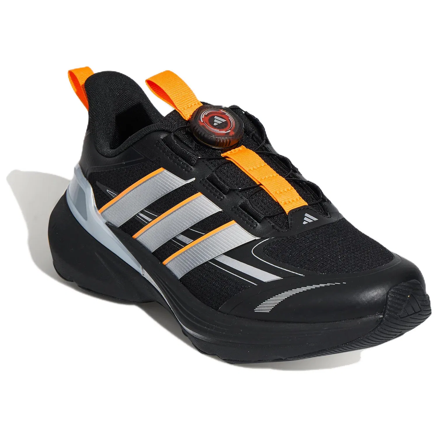 Детские кроссовки для мальчиков с принтом LIGHTDART Adidas, Black/Metallic Silver/Orange — фото 4