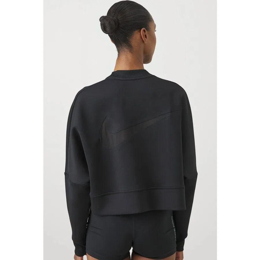 Женский свитшот-кроп оверсайз с принтом Dri Fit Oversize Crew Neck Crop Sweatshirt Nike, Черный — фото 2