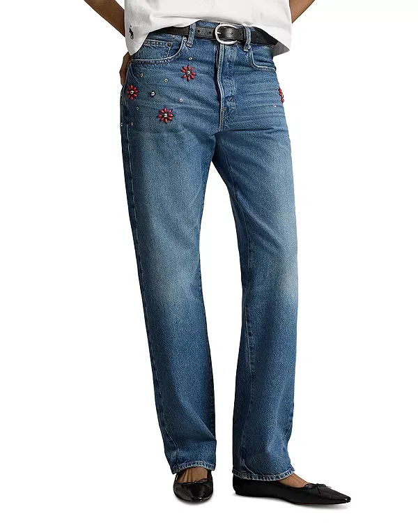 Женские джинсы с завышенной талией Relaxed High Rise Straight Bahamar Wash Ralph Lauren, Bahamar Wash