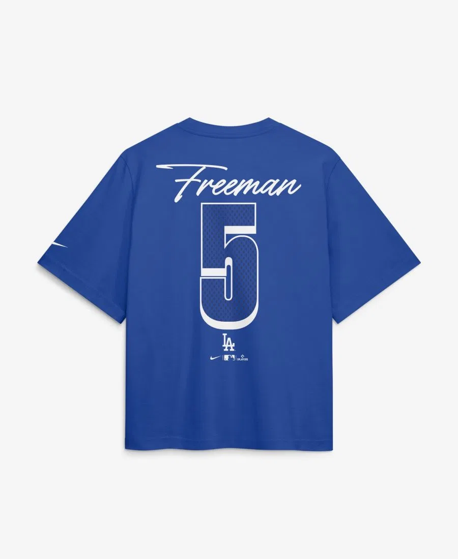 Женская футболка Freddie Freeman Royal Los Angeles Dodgers Premium Essentials Boxy с именем и номером игрока Nike, Royal — фото 3