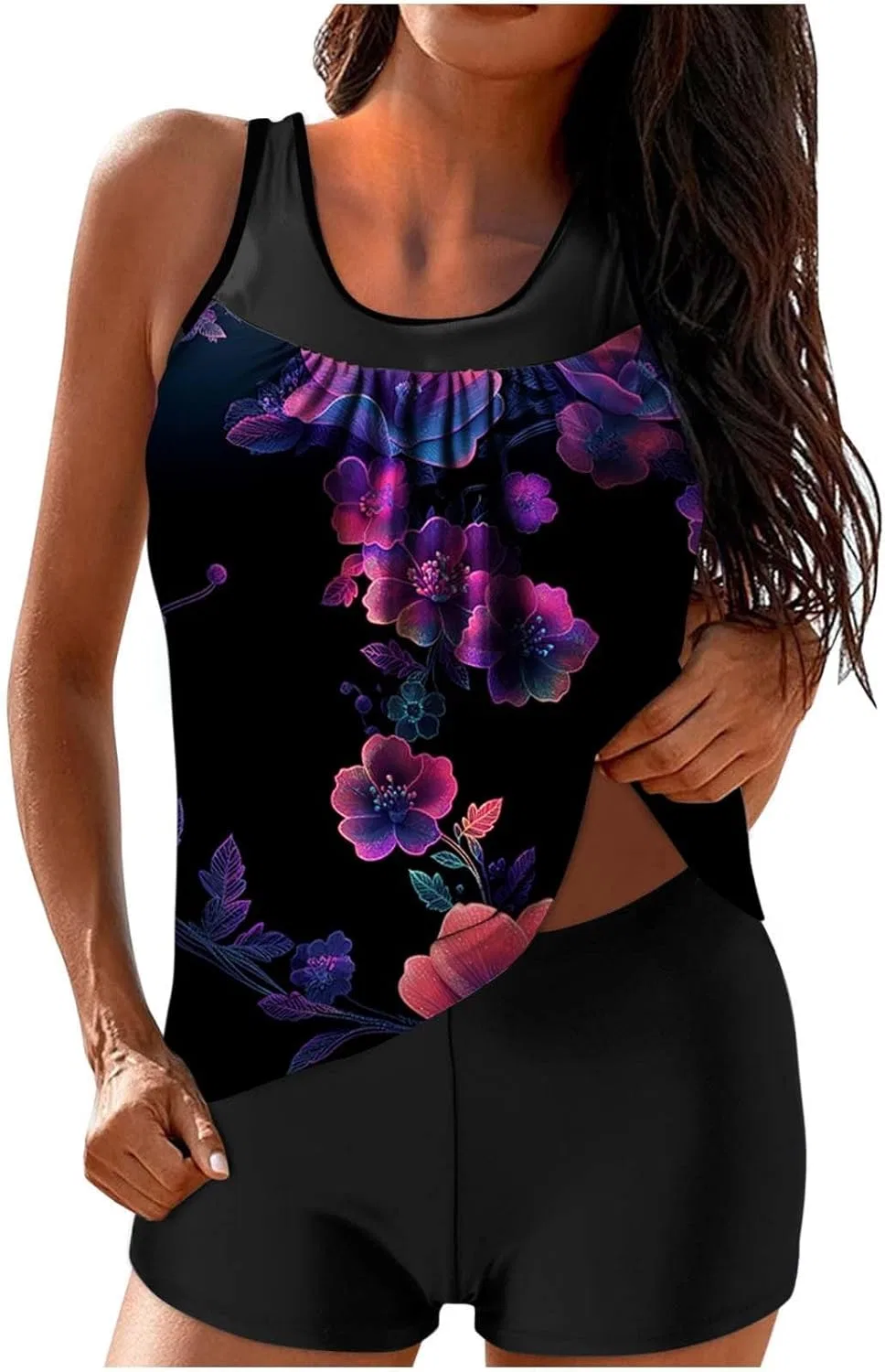Женский танкини комплект с контролем живота, Two Piece Tankini Swimsuit, Multicolor