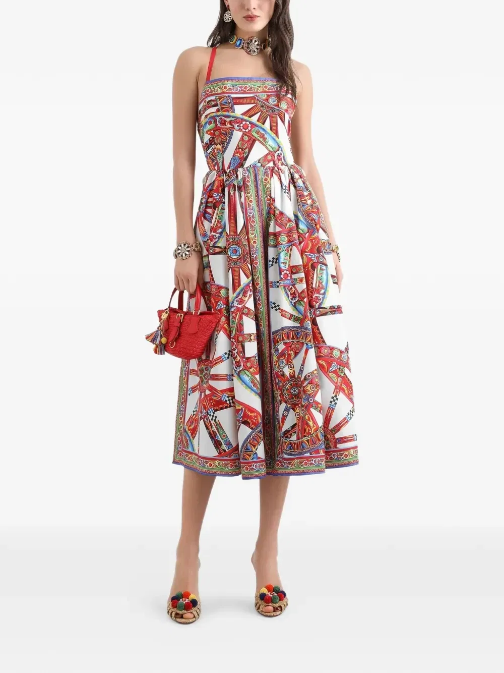 Поплиновое платье с принтом Carretto Dolce & Gabbana, белый — фото 2