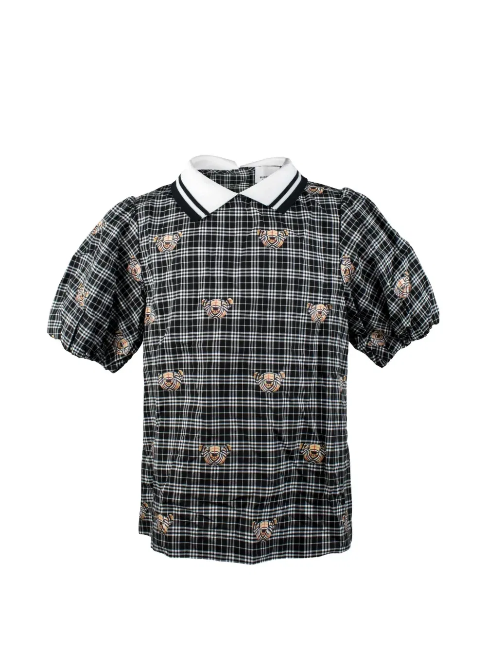 Клетчатая блузка с принтом Burberry Kids, черный