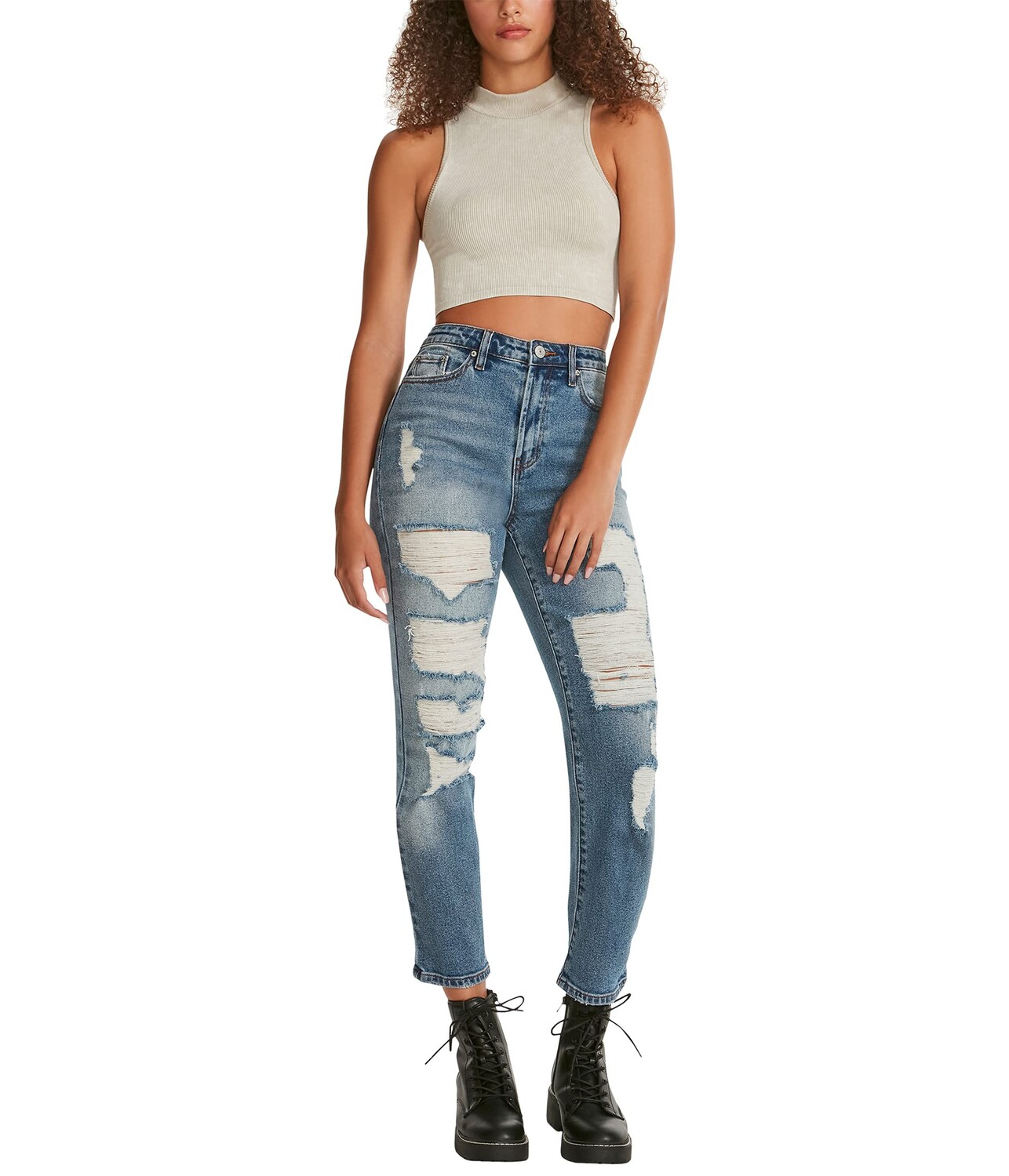 

Джинсы Madden Girl, Dad Jeans Destructed Hem in Nostrand