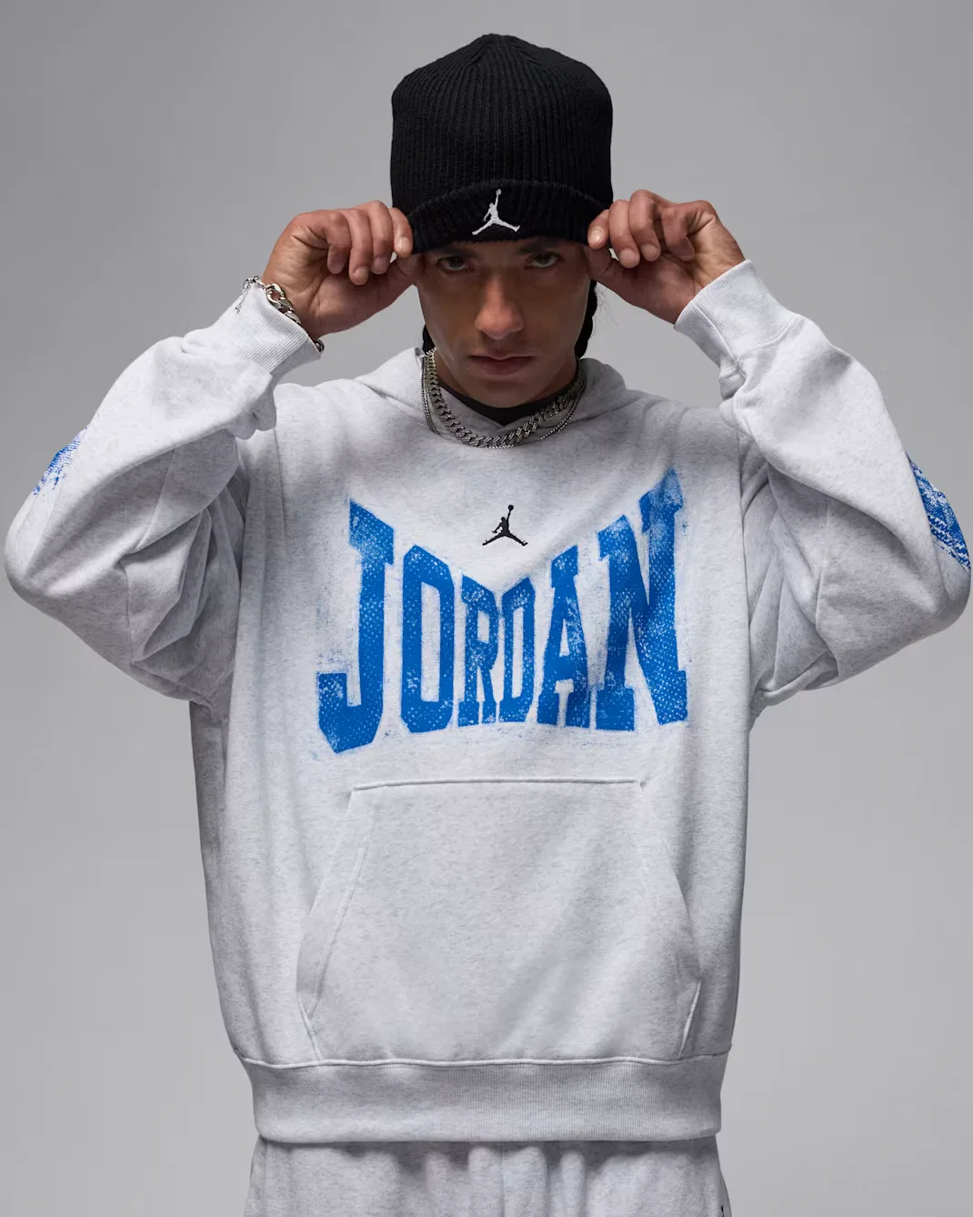 Мужская студенческая толстовка с капюшоном Jordan Brooklyn, Birch Heather/Black
