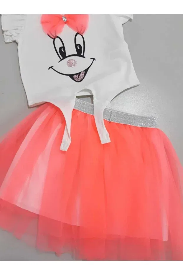 Детский комплект для девочек с принтом Smiling face Sönmez Baby, Candy Pink — фото 4