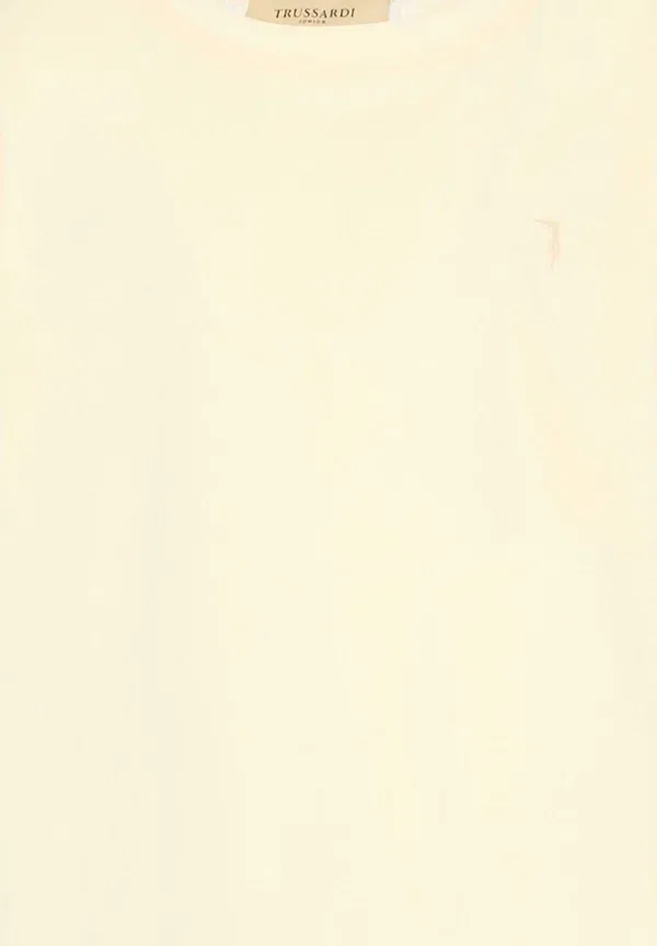 Футболка хлопковая Basic T-shirt Tru Trussardi Junior, beige, бежевый — фото 3