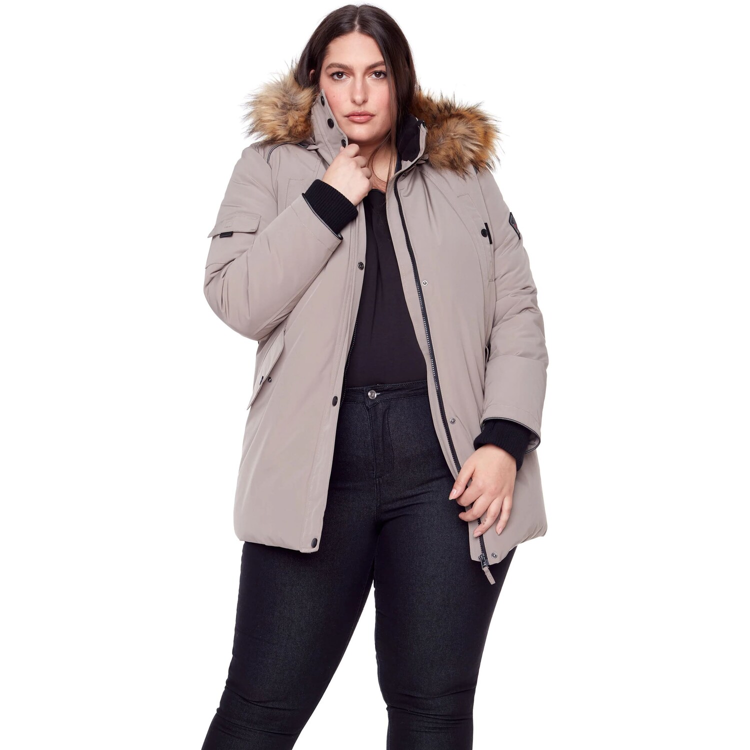 

Парка Alpine North Vegan Down Faux Fur Plus Size, серо-коричневый