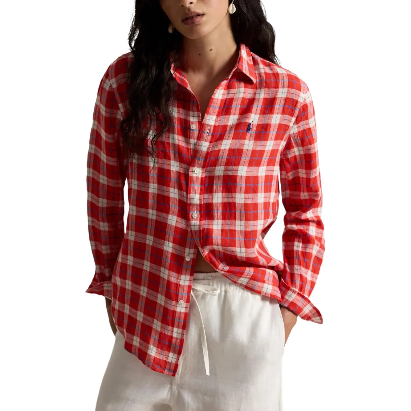 Женская рубашка Polo Ralph Lauren, Red White — фото 3