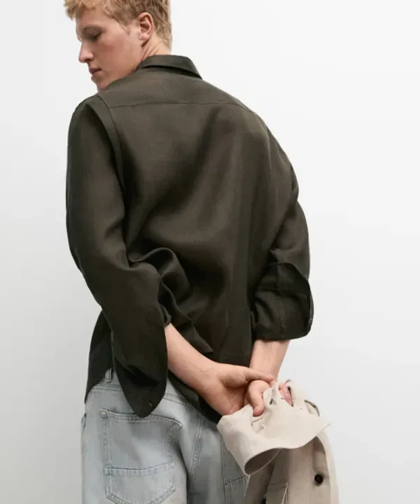 Рубашка из льна, регулярная посадка, Massimo Dutti — фото 4