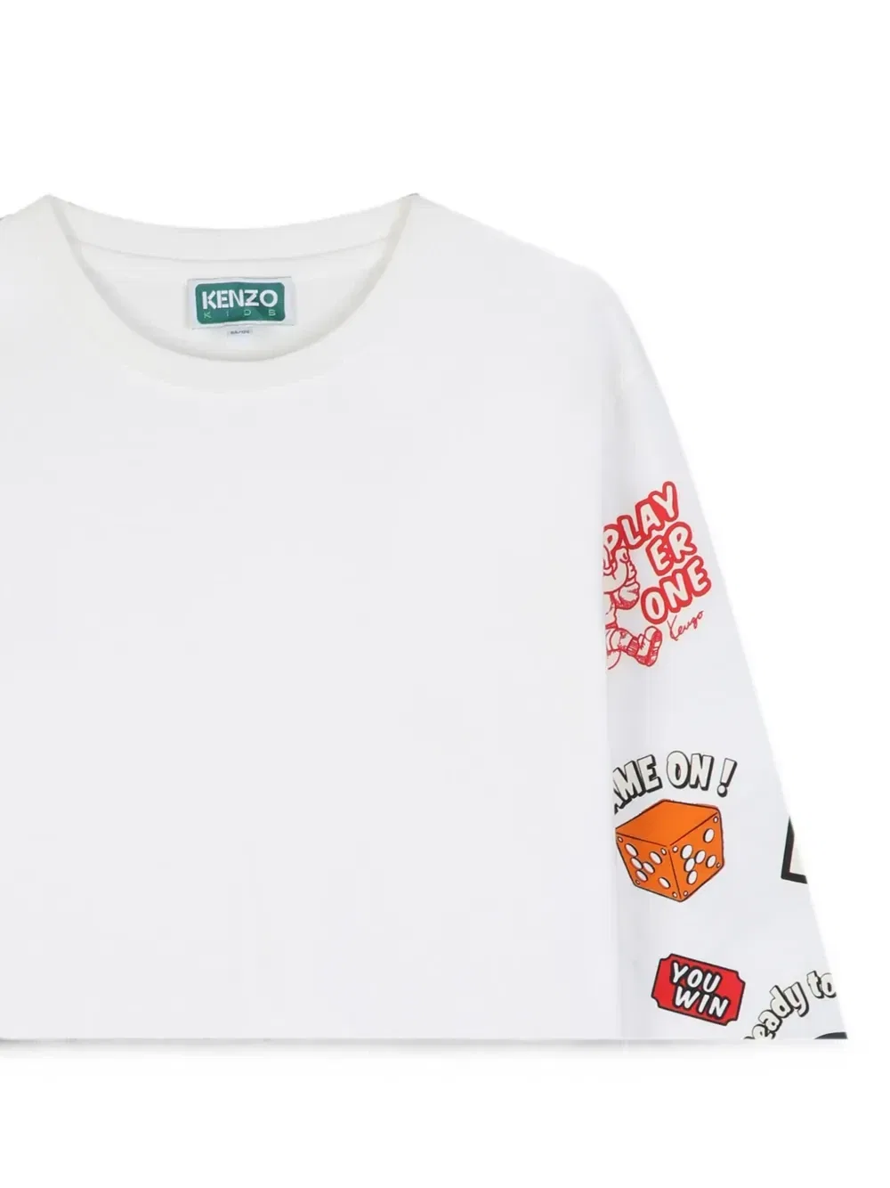 Футболка с длинным рукавом и графическим принтом Kenzo Kids, белый — фото 3