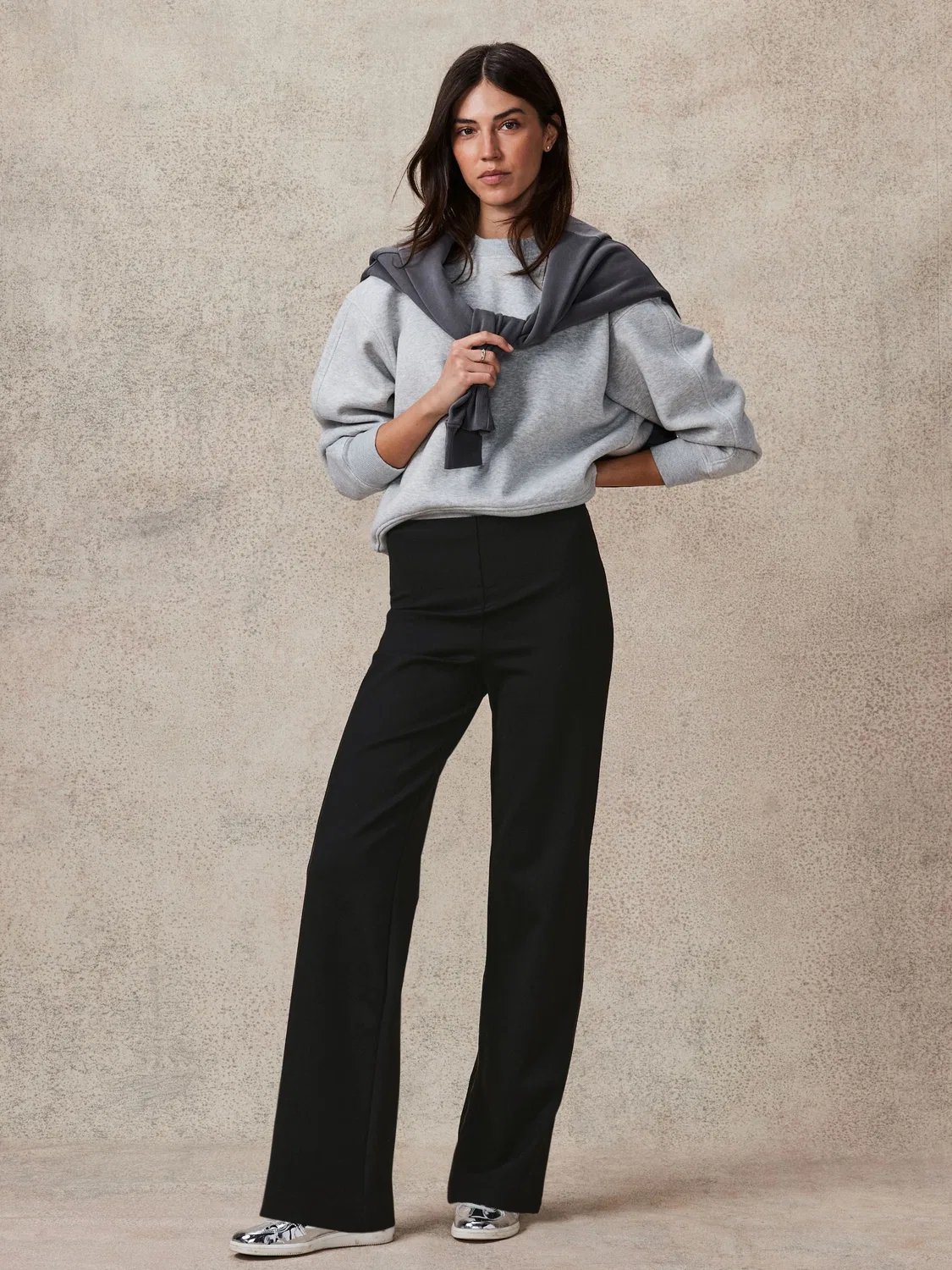 Брюки с утяжкой, широкие, Smoothing Ponte Jersey Next, черный