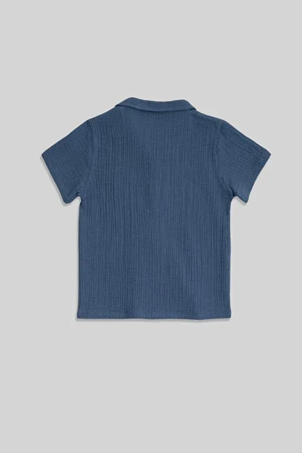 Детская рубашка для мальчиков хлопковая Nate Indigo Minojoy, Indigo — фото 4