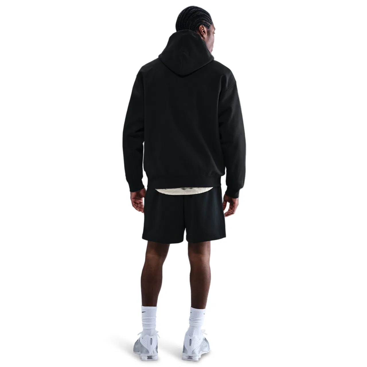 Мужское худи свободного кроя с вышитым логотипом Nike Solo Swoosh, Nike, Black/Black/White — фото 4
