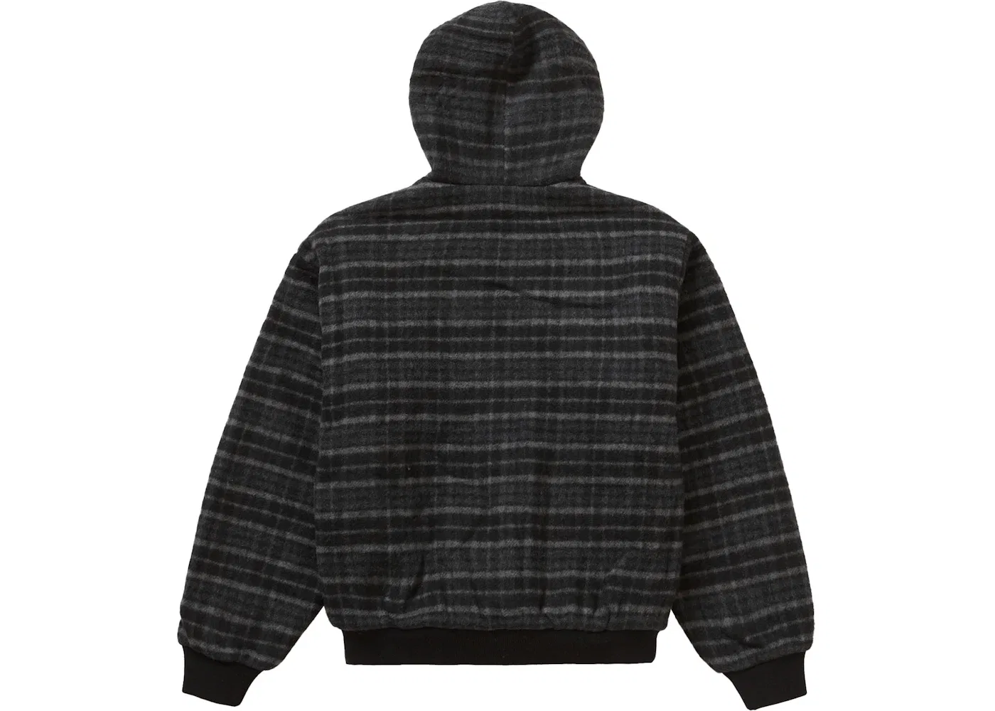 Мужская куртка с капюшоном из шерсти в клетку Supreme, Black — фото 3