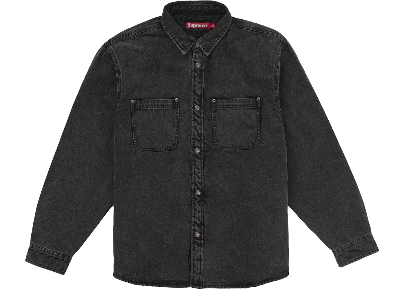 Мужская рубашка из денима с флисовой подкладкой Supreme, Overdyed Black