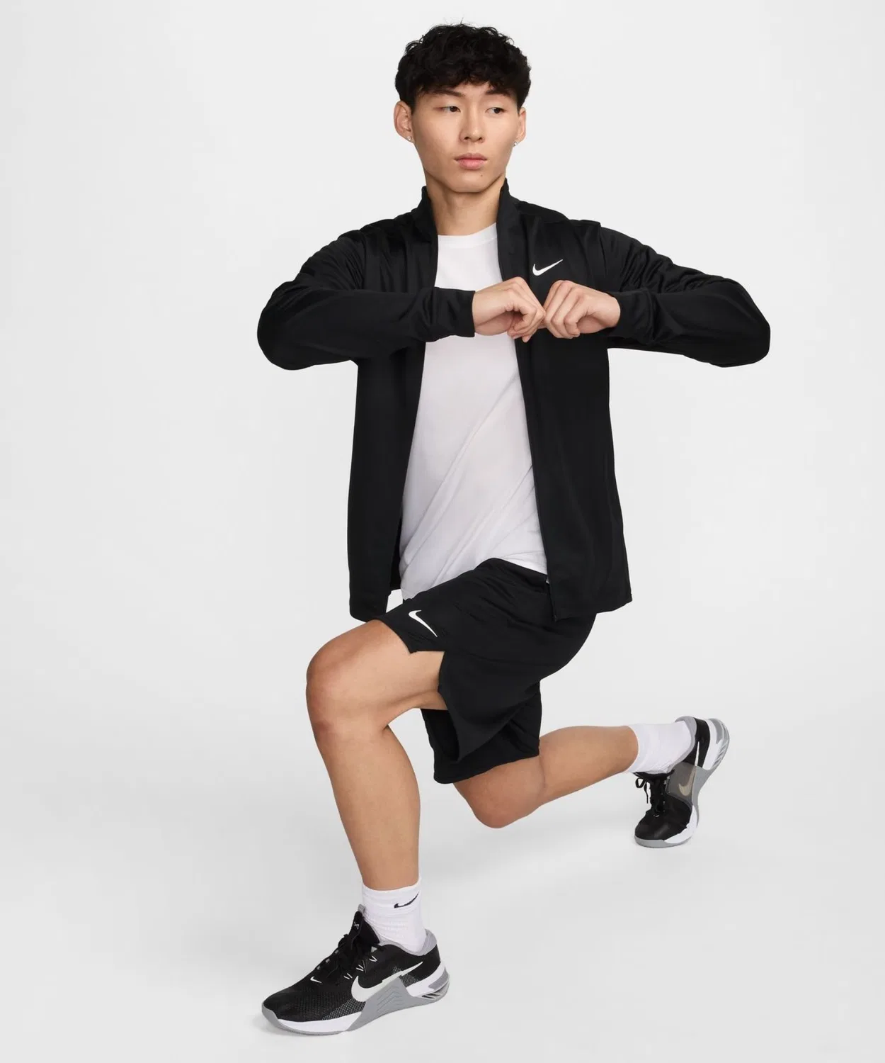 Мужская куртка-джерси с брендовым логотипом NIKE, черная — фото 3