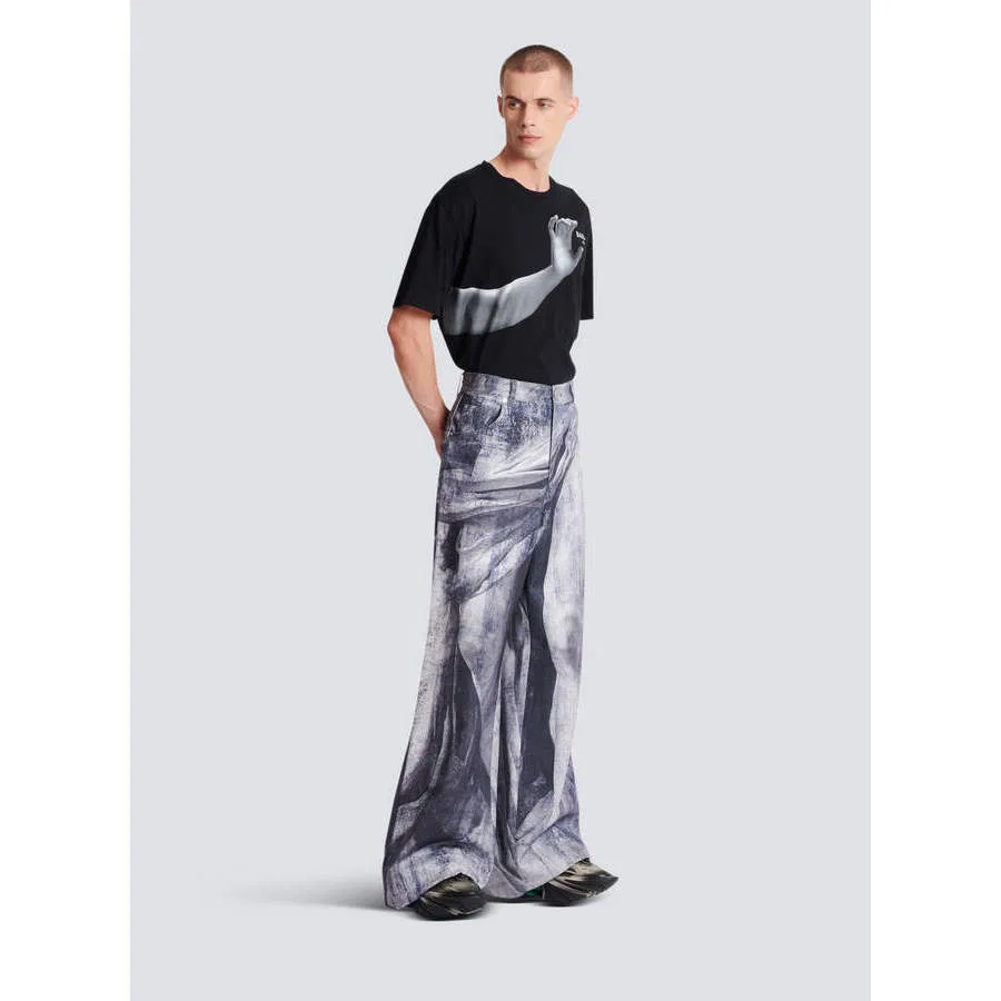 Брюки свободного кроя с принтом Multi Statue Balmain, Blue — фото 3