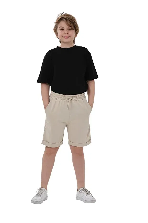 Детские шорты для мальчиков хлопковые Basics Erdem Kids, Beige — фото 2