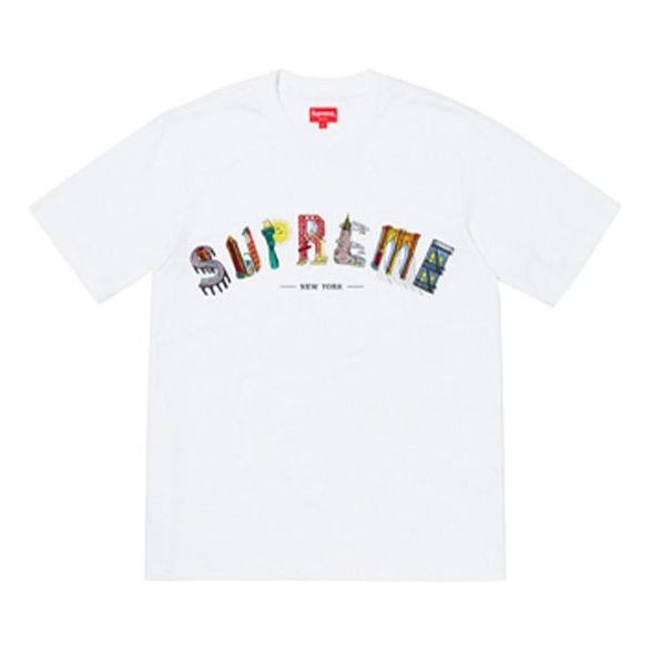 

Футболка ss19 city arc tee white embroidered logo short sleeve Supreme, белый