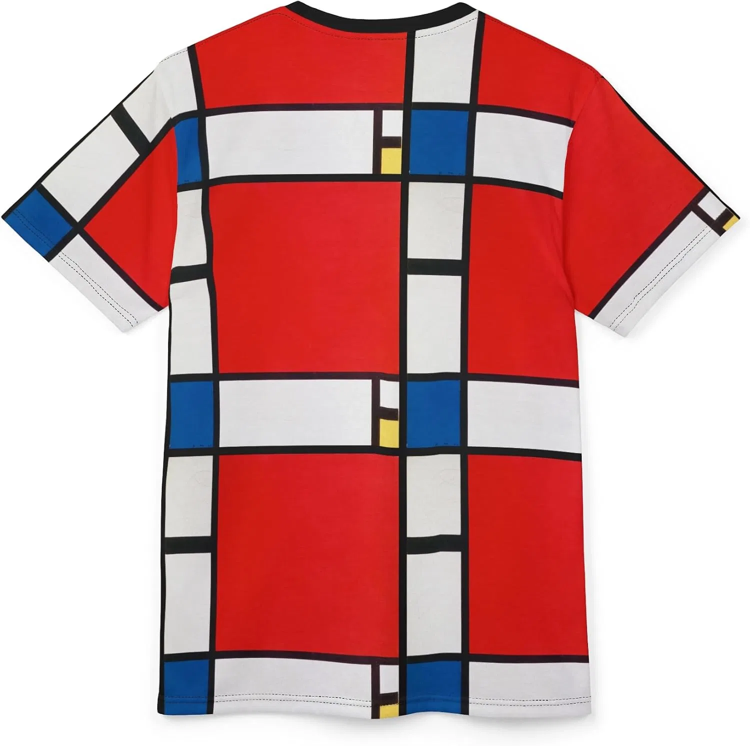 Унисекс футболка с принтом Mondrian Composition 2, Black Stitching — фото 4