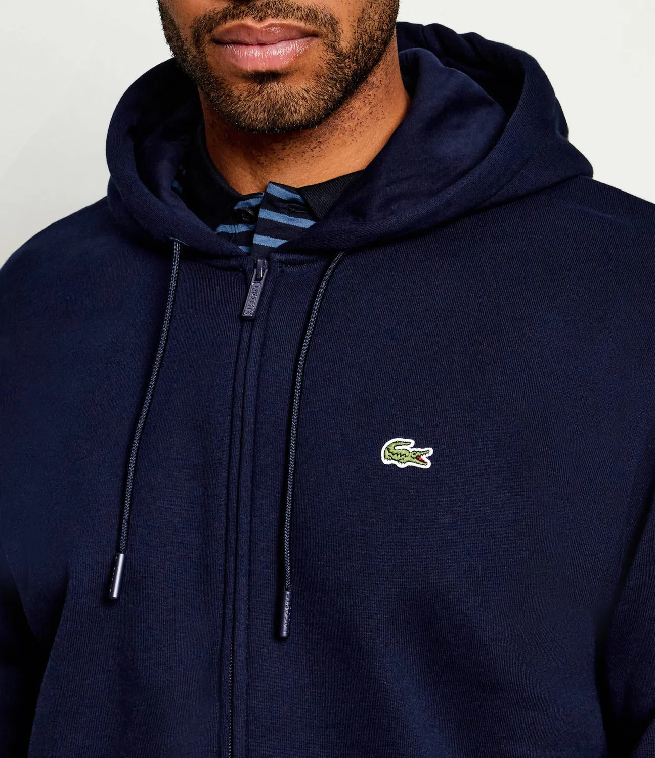 Худи с капюшоном и молнией Lacoste, темно-синий — фото 4